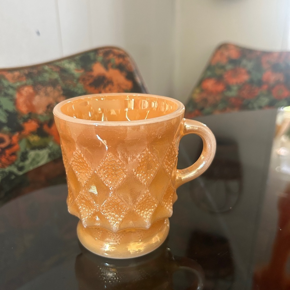 Vintage Fire King Kimberly Peach Lusture Glass Mug